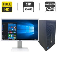 Комплект ПК: компьютер HP EliteDesk 700 G1 Tower / Intel Core i5-4590 (4 ядра по 3.0 - 3.7 GHz) / 8 GB DDR3 / 120 GB SSD / Intel HD Graphics 4600 / DVD-ROM + Монитор Б-класс Acer B243HL / 24" (1920x1080) TN / VGA + Клавиатура, мышка, кабели