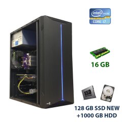 Aerocool Splite -A-BK-V1 LED Tower NEW / Intel Core i7-4790 (4 (8) ядра по 3.6 - 4.0 GHz) / 16 GB DDR3 / 128 GB SSD NEW+1000 GB HDD / nVidia GeForce GTX 1060, 3 GB GDDR5, 192-bit / 400W