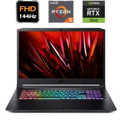 Игровой ноутбук Acer Nitro 5 AN517-41-R7FP / 17.3" (1920x1080) IPS / AMD Ryzen 5 5600H (6 (12) ядер по 3.3 - 4.2 GHz) / 16 GB DDR4 / 512 GB SSD M.2 / nVidia GeForce RTX 3060, 6 GB GDDR6, 192-bit / WebCam / USB 3.2 / HDMI