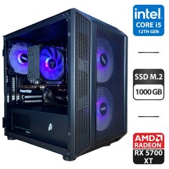 Игровой ПК 1stPlayer D3-3F2-Plus Black Tower / Intel Core i5-12400F (6 (12) ядер по 2.5 - 4.4 GHz) / 16 GB DDR4 / 1000 GB SSD M.2 / AMD Radeon RX 5700 XT, 8 GB GDDR6, 256-bit / 650W