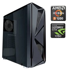 Игровой ПК 1stPlayer F4-3R1 Tower / AMD Ryzen 3 1200 (4 ядра по 3.1 - 3.4 GHz) / 8 GB DDR4 / 120 GB SSD M.2 + 500 GB HDD / nVidia GeForce GTX 1050, 2 GB GDDR5, 128-bit / 500W 