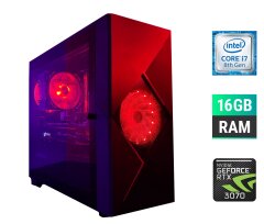 Ігровий ПК Tower / Intel Core i7-8700K (6 (12) ядер по 3.7 - 4.7 GHz) / 16 GB DDR4 / 500 GB SSD / nVidia GeForce RTX 3070, 8 GB GDDR6, 256-bit