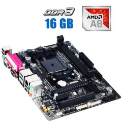 Комплект: Материнская плата Gigabyte GA-F2A68HM-DS2H / FM2+ / AMD A8-7600 (4 ядра по 3.1 - 3.8 GHz) / 16 GB DDR3 / AMD Radeon R7 Graphics + Кулер