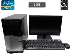 Комплект ПК: Asus Tower / Intel Core i5-2400 (4 ядра по 3.1 - 3.4 GHz) / 8 GB DDR3 / 500 GB HDD / Intel HD Graphics 2000 / DVD-RW + Монитор LG Flatron E1941S-BN / 18.5" (1366x768) TN / VGA + клавиатура, мышь и кабели