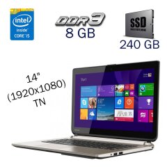 Ноутбук Б класс Toshiba Satellite E45 / 14" (1920x1080) TN / Intel Core i5-5200U (2 (4) ядра по 2.2 - 2.7 GHz) / 8 GB DDR3 / 240 GB SSD / Intel HD Graphics 5500 / WebCam