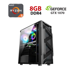 Новый игровой ПК Forsage Warrior-B Tower / AMD Ryzen 5 5500 (6 (12) ядер по 3.6 - 4.2 GHz) / 8 GB DDR4 / 480 GB SSD / nVidia GeForce GTX 1070, 8 GB GDDR5, 256-bit
