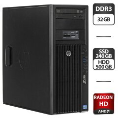 Рабочая станция HP Z420 Workstation Tower / Intel Xeon E5-2690 (8 (16) ядер по 2.9 - 3.8 GHz) / 32 GB DDR3 / 240 GB SSD + 500 GB HDD / AMD Radeon HD 7770, 1 GB GDDR5, 128-bit / HDMI / DVD-ROM