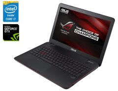 Игровой ноутбук Asus ROG GL551JM / 15.6" (1920x1080) TN / Intel Core i7-4710HQ (4 (8) ядра по 2.5 - 3.5 GHz) / 16 GB DDR3 / 512 GB SSD / nVidia GeForce GTX 860M, 2 GB GDDR5, 128-bit / WebCam / DVD-ROM / Win 10 Home