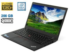 Ноутбук Б-клас Lenovo ThinkPad T460s / 14" (1920x1080) IPS / Intel Core i5-6300U (2 (4) ядра по 2.4 - 3.0 GHz) / 8 GB DDR4 / 256 GB SSD M.2 / Intel HD Graphics 520 / WebCam / Fingerprint / HDMI / Два АКБ