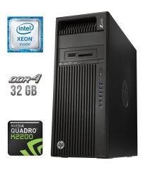 Рабочая станция HP Workstation Z440 Tower / Intel Xeon E5-1630 v3 (4 (8) ядер по 3.7 - 3.8 GHz) / 32 GB DDR4 ECC / no HDD / nVidia Quadro K2200, 4 GB GDDR5, 128-bit / 700W / DVD-RW / DVI / DisplayPort