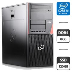 Компьютер Fujitsu Esprimo P756 E90 Tower / Intel Core i5-6400 (4 ядра по 2.7 - 3.3 GHz) / 8 GB DDR4 / 120 GB SSD / Intel HD Graphics 530 / DVD-ROM / Windows 11 Pro