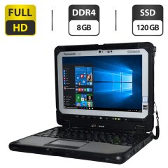Защищенный нетбук-трансформер Б-класс Panasonic Toughbook CF-20 MK2 / 10.1" (1920x1200) IPS Touch / Intel Core i5-7Y57 (2 (4) ядра по 1.2 - 3.3 GHz) / 8 GB DDR3 / 120 GB SSD / Intel HD Graphics 615 / WebCam 2 MP + 8 MP / Windows 10 Pro + Стилус