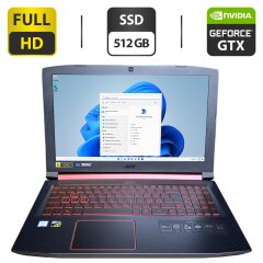 Игровой ноутбук Acer Nitro 5 / 15.6" (1920x1080) IPS / Intel Core i5-8300H (4 (8) ядра по 2.3 - 4.0 GHz) / 8 GB DDR4 / 512 GB SSD / nVidia GeForce GTX 1060, 6 GB GDDR5, 192-bit / WebCam