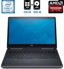 Игровой ноутбук Dell Precision 7510 / 15.6" (1920x1080) IPS Touch / Intel Core i7-6920HQ (4 (8) ядра по 2.9 - 3.8 GHz) / 32 GB DDR4 / 256 GB SSD + 1000 GB HDD / AMD Radeon R9 M375X, 2 GB GDDR5, 128-bit / WebCam / miniDP / HDMI