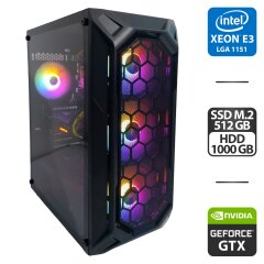 Игровой ПК 1stPlayer FireBase X6 Tower / Intel Xeon E3-1240 v6 (аналог Intel Core i7-7700) (4 (8) ядра по 3.7 - 4.1 GHz) / 32 GB DDR4 / 512 GB SSD M.2 + 1000 GB HDD / nVidia GeForce GTX 1070, 8 GB GDDR5, 256-bit / 600W + Кабели HDMI и питания