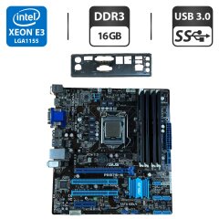 Комплект: Материнская плата Asus P8B75-M / Intel Xeon E3-1230 v2 (4 (8) ядра по 3.3 - 3.7 GHz) / 16 GB DDR3 / Socket LGA 1155 / Задняя заглушка