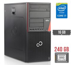 Компьютер Fujitsu Esprimo P720 E85+ Tower / Intel Core i7-4790 (4 (8) ядра по 3.6 - 4.0 GHz) / 16 GB DDR3 / 240 GB SSD / Intel HD Graphics 4600 / DVD-RW / DisplayPort
