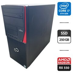 Компьютер Fujitsu Esprimo P756 E90 Tower / Intel Core i7-6700 (4 (8) ядра по 3.4 - 4.0 GHz) / 16 GB DDR4 / 250 GB SSD / AMD Radeon RX 550, 2 GB GDDR5, 128-bit / DVD-ROM