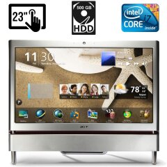 Моноблок Б-класс Acer Aspire Z5710 / 23" (1920x1080) TN Touch / Intel Core i7-870 (4 (8) ядра по 2.93 - 3.6 GHz) / 4 GB DDR3 / 500 GB HDD / nVidia GeForce GT 240M, 1 GB GDDR3, 128-bit / DVD-RW / HDMI / Встроенные колонки 2x 5W