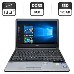 Ноутбук Б-клас Fujitsu LifeBook S792 / 13.3" (1366x768) TN / Intel Core i5-3340M (2 (4) ядра по 2.7 - 3.4 GHz) / 8 GB DDR3 / 120 GB SSD / Intel HD Graphics 4000 / Без АКБ