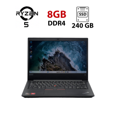 Ноутбук Б-клас Lenovo ThinkPad E495 / 14" (1920x1080) IPS / AMD Ryzen 5 3500U (4 (8) ядра по 2.1 - 3.7 GHz) / 8 GB DDR4 / 240 GB SSD / AMD Radeon Vega 8 Graphics / WebCam