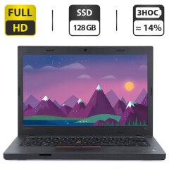 Ноутбук Б-клас Lenovo ThinkPad L460 / 14" (1920x1080) IPS / Intel Core i7-6600U (2 (4) ядра по 2.6 - 3.4 GHz) / 8 GB DDR3 / 128 GB SSD / Intel HD Graphics 520 / WebCam / VGA