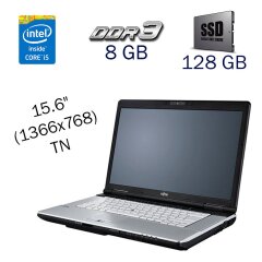 Ноутбук Fujitsu LifeBook E751 / 15.6" (1366x768) TN / Intel Core i5-2520M (2 (4) ядра по 2.5 - 3.2 GHz) / 8 GB DDR3 / 128 GB SSD / Intel HD Graphics 3000 / WebCam / АКБ не тримає / Windows 10 PRO Lic
