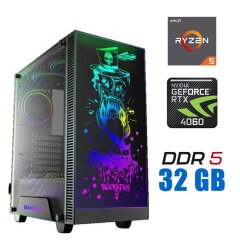 Новый игровой ПК Tower / AMD Ryzen 5 7500F (6 (12) ядер по 3.7 - 5.0 GHz) / 32 GB DDR5 / 1000 GB SSD M.2 / nVidia GeForce RTX 4060, 8 GB GDDR6, 128-bit / 700W