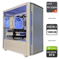 Збірка під замовлення: ігровий ПК Cougar Uniface Mini RGB White Tower / AMD Ryzen 5 5600 (6 (12) ядер по 3.5 - 4.4 GHz) / 32 GB DDR4 / 1000 GB SSD M.2 / nVidia GeForce RTX 3070, 8 GB GDDR6, 256-bit / 650W