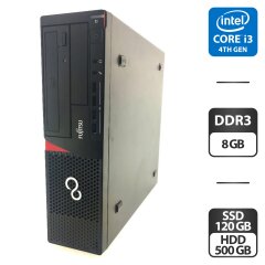 Компьютер Fujitsu Esprimo E720 E85 SFF / Intel Core i3-4130 (2 (4) ядра по 3.4 GHz) / 8 GB DDR3 / 120 GB SSD + 500 GB HDD / Intel HD Graphics 4400 / DVD-ROM