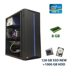 Aerocool Splite -A-BK-V1 LED Tower NEW / Intel Core i5-4430 (4 ядра по 3.0 - 3.2 GHz) / 8 GB DDR3 / 128 GB SSD NEW+1000 GB HDD / nVidia GeForce GTX 1060, 3 GB GDDR5, 192-bit / 400W