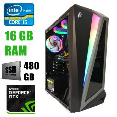 Компьютер First Player Tower / Intel Core i5-2400 (4 ядра по 3.1-3.40GHz) / 16GB DDR3/ 480GB SSD NEW / БП 1300W NEW / GeForce GTX 1060 3Gb DDR5 192bit / HDMI, DVI, DP
