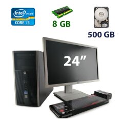 HP Compaq 8200 Elite Tower / Intel Core i3-2100 (2 (4) ядра по 3.1 GHz) / 8 GB DDR3 / 500 GB HDD / AMD Radeon R5 240, 1 GB GDDR5, 128-bit + Acer B246HL / 24" (1920x1080) TN LED / VGA, DVI