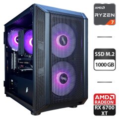 Игровой ПК 1stPlayer D3-3F2-Plus Black Tower / AMD Ryzen 5 7500F (6 (12) ядер по 3.7 - 5.0 GHz) / 16 GB DDR5 / 1000 GB SSD M.2 / AMD Radeon RX 6700 XT, 12 GB GDDR6, 192-bit / 750W