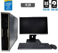 Комплект ПК: Delock 2U Rack / Intel Core i5-4570 (4 ядра по 3.2 - 3.6 GHz) / 16 GB DDR3 / 256 GB SSD + 500 GB HDD / Intel HD Graphics 4600 / DVD-RW + Монитор HP Compaq LA2205wg / 22" (1680x1050) TN / VGA, DVI, DP, USB + клавиатура и мышь NEW, кабели