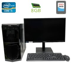 Комплект ПК: Gigabyte Tower / Intel Core i5-3570 (4 ядра по 3.4 - 3.8 GHz) / 8 GB DDR3 / 256 GB SSD / Intel HD Graphics 2500 + Монитор Б-класс Samsung S24E650PL / 23.6" (1920x1080) PLS / VGA, HDMI, DisplayPort, Audio + Клавиатура и мышь NEW