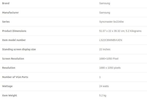 Монитор Samsung SyncMaster BX2240W / 22" (1680x1050) TN / VGA, DVI / VESA 75x75 Монитор Samsung SyncMaster BX2240W / 22" (1680x1050) TN / VGA, DVI / VESA 75x75