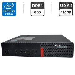 Неттоп Lenovo ThinkCentre M710q Tiny USFF / Intel Core i3-7100T (2 (4) ядра по 3.4 GHz) / 8 GB DDR4 / 120 GB SSD M.2 / Intel HD Graphics 630 / Windows 11 Pro