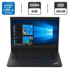Ноутбук Б-клас Lenovo ThinkPad E490 / 14" (1920x1080) TN / Intel Core i5-8265U (4 (8) ядра по 1.6 - 3.9 GHz) / 8 GB DDR4 / 256 GB SSD / Intel UHD Graphics 620 / WebCam / HDMI / АКБ NEW