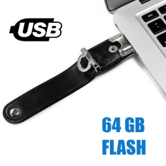 Кожанный брелок-флешка на 64GB