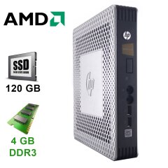 Тонкий клієнт HP T610 / AMD G-T56N (2 ядра по 1.65 GHz) / 4 GB RAM DDR3 / 120 GB SSD / DVI-I, DP