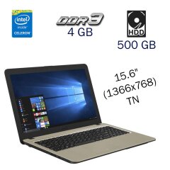 Ультрабук Asus X540N / 15.6" (1366x768) TN / Intel Celeron N3350 (2 ядра по 1.1 - 2.4 GHz) / 4 GB DDR3 / 500 GB HDD / nVidia GeForce 920MX, 2 GB DDR3, 64-bit / WebCam