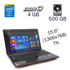 Ультрабук Lenovo G580 / 15.6" (1366x768) TN / Intel Core i3-3110M (2 (4) ядра по 2.4 GHz) / 4 GB DDR3 / 500 GB HDD / nVidia GeForce 710M, 1 GB DDR3, 64-bit / WebCam