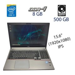Ультрабук Б класс Fujitsu LifeBook E756 / 15.6" (1920х1080) IPS / Intel Core i5-6200U (2 (4) ядра по 2.3 - 2.8 GHz) / 8 GB DDR4 / 500 GB HDD / WebCam / NO ODD