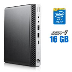 Неттоп HP EliteDesk 800 G5 USFF / Intel Core i5-9400T (6 ядер по 1.8 - 3.4 GHz) / 16 GB DDR4 / 512 GB SSD / Intel UHD Graphics 630 / DisplayPort
