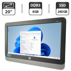 Моноблок Б-класс HP ProOne 400 G1 All-in-One / 20" (1600x900) TN / Intel Core i5-4590T (4 ядра по 2.0 - 3.0 GHz) / 8 GB DDR3 / 240 GB SSD / Intel HD Graphics 4600 / WebCam / Колонки 2x 2W / DVD-ROM + Блок питания, силовой кабель