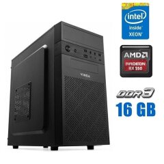 Ігровий ПК Vinga CS112B Tower / Intel Xeon E3-1240 v3 (4 (8) ядра по 3.4 - 3.8 GHz) (аналог i7-4770) / 16 GB DDR3 / 256 GB SSD + 2000 GB HDD / AMD Radeon RX 550, 2 GB GDDR5, 128-bit