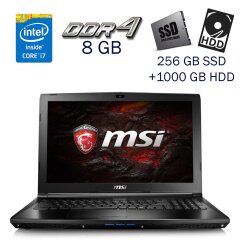 Игровой ноутбук MSI GL62 7QF-1660 / 15.6" (1920x1080) TN / Intel Core i7-7700HQ (4 (8) ядра по 2.8 - 3.8 GHz) / 8 GB DDR4 / 256 GB SSD+1000 GB HDD / nVidia GeForce GTX 960M, 4 GB GDDR5, 128-bit / WebCam