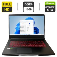Игровой ноутбук MSI Thin 15 GF63 10SC-035US / 15.6" (1920x1080) IPS / Intel Core i5-10300H (4 (8) ядра по 2.5 - 4.5 GHz) / 16 GB DDR4 / 256 GB SSD M.2 + 500 GB HDD / nVidia GeForce GTX 1650 Max-Q, 4 GB GDDR5, 128-bit / WebCam