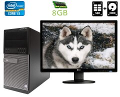 Комплект ПК: Dell OptiPlex 7010 Tower / Intel Core i3-3225 (2 (4) ядра по 3.3 GHz) / 8 GB DDR3 / 120 GB SSD + 160 GB HDD / Intel HD Graphics 4000 + Монитор Б-класс LG Flatron W2241S-BF / 21.6" (1680x1050) TN / VGA + Клавиатура, мышь и кабели